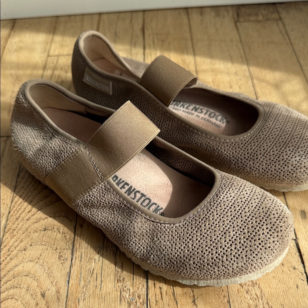 Birkenstock Beige Knit Mary Jane Shoes Size 37